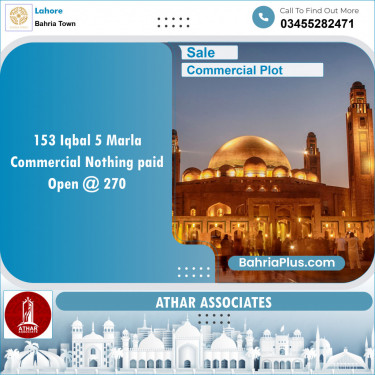 Commercial Plot for Sale in Sector E - Iqbal Commercial -  Bahria Town, Lahore - (BP-148666)