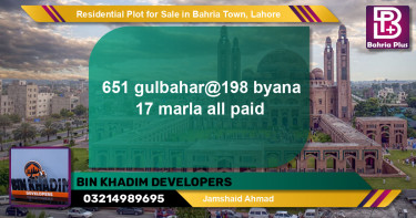 Residential Plot for Sale in Sector C - Gulbahar Block -  Bahria Town, Lahore - (BP-148705)