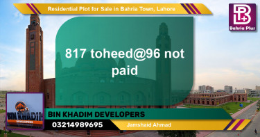 Residential Plot for Sale in Sector F - Tauheed Block -  Bahria Town, Lahore - (BP-148707)