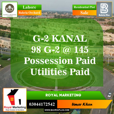 Residential Plot for Sale in Phase 4 - G2 Block -  Bahria Orchard, Lahore - (BP-148739)