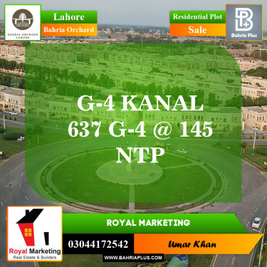 Residential Plot for Sale in Phase 4 - G4 Block -  Bahria Orchard, Lahore - (BP-148741)