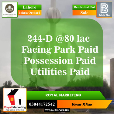 Residential Plot for Sale in Phase 2 - D Block -  Bahria Orchard, Lahore - (BP-148754)
