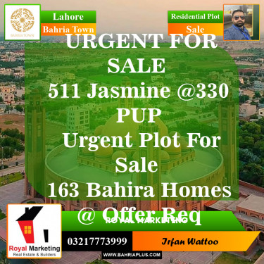 Residential Plot for Sale in Sector C - Jasmine Block -  Bahria Town, Lahore - (BP-148824)