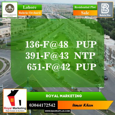 Residential Plot for Sale in Phase 2 - F Block -  Bahria Orchard, Lahore - (BP-148847)