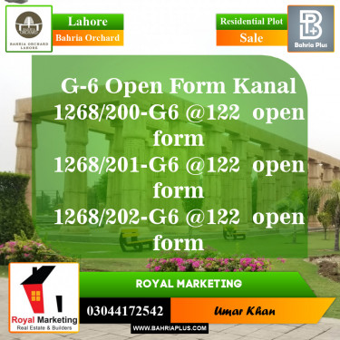 Residential Plot for Sale in Phase 4 - G6 Block -  Bahria Orchard, Lahore - (BP-148853)