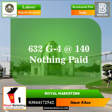 Residential Plot for Sale in Phase 4 - G4 Block -  Bahria Orchard, Lahore - (BP-148854)