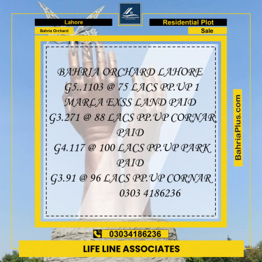 Residential Plot for Sale in Phase 4 - G5 Block -  Bahria Orchard, Lahore - (BP-148875)