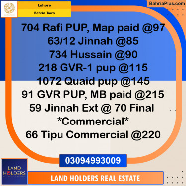 Residential Plot for Sale in Sector E - Rafi Block -  Bahria Town, Lahore - (BP-148947)