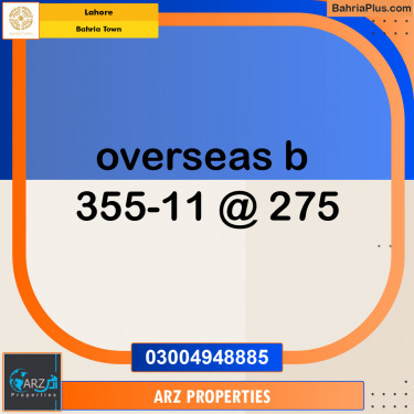 Residential Plot for Sale in Overseas B -  Bahria Town, Lahore - (BP-148950)