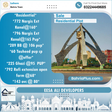 Residential Plot for Sale in Sector C - Nargis/Hussain Ext. -  Bahria Town, Lahore - (BP-148988)
