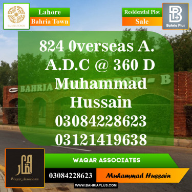 Residential Plot for Sale in Overseas A -  Bahria Town, Lahore - (BP-149092)
