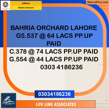 Residential Plot for Sale in Phase 4 - G5 Block -  Bahria Orchard, Lahore - (BP-149274)