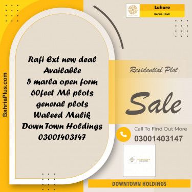 Residential Plot for Sale in Sector E - Rafi Ext. Block -  Bahria Town, Lahore - (BP-149316)