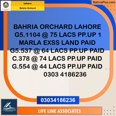 Residential Plot for Sale in Phase 4 - G5 Block -  Bahria Orchard, Lahore - (BP-149327)
