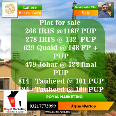 Residential Plot for Sale in Sector C - Iris Block -  Bahria Town, Lahore - (BP-149385)