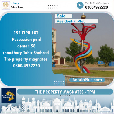 Residential Plot for Sale in Sector F - Tipu Sultan Ext. -  Bahria Town, Lahore - (BP-149450)