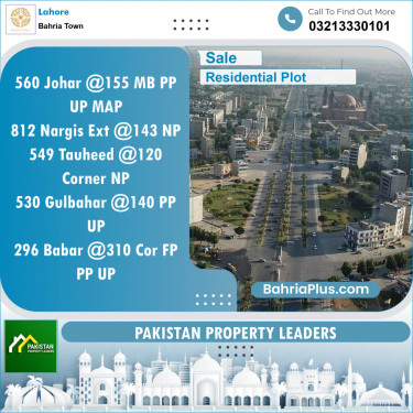 Residential Plot for Sale in Sector E - Johar Block -  Bahria Town, Lahore - (BP-149454)