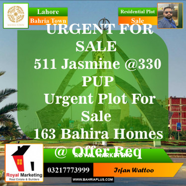 Residential Plot for Sale in Sector C - Jasmine Block -  Bahria Town, Lahore - (BP-149474)