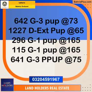 Residential Plot for Sale in Phase 4 - G3 Block -  Bahria Orchard, Lahore - (BP-149529)
