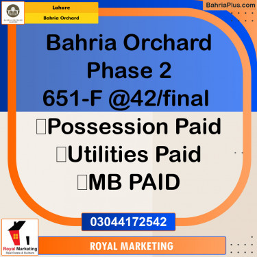 Residential Plot for Sale in Phase 2 - F Block -  Bahria Orchard, Lahore - (BP-149531)