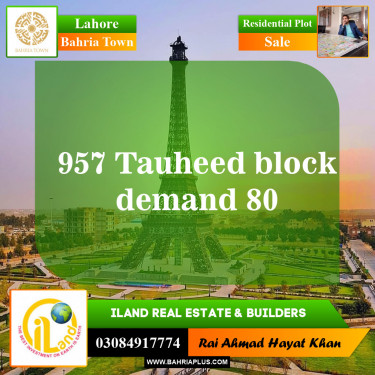 Residential Plot for Sale in Sector F - Tauheed Block -  Bahria Town, Lahore - (BP-149556)