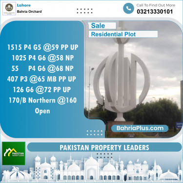 Residential Plot for Sale in Phase 4 - G5 Block -  Bahria Orchard, Lahore - (BP-149559)