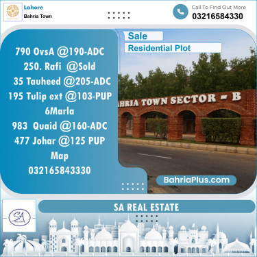 Residential Plot for Sale in Bahria Town, Lahore - (BP-149563)