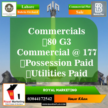 Commercial Plot for Sale in Phase 4 - G3 Commercial -  Bahria Orchard, Lahore - (BP-149569)