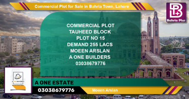 Commercial Plot for Sale in Sector F - Tauheed Commercial -  Bahria Town, Lahore - (BP-149596)