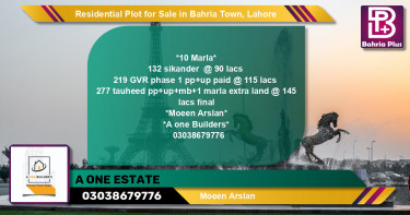 Residential Plot for Sale in Sector F - Sikander Block -  Bahria Town, Lahore - (BP-149599)