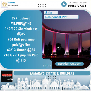 Residential Plot for Sale in Sector F - Tauheed Block -  Bahria Town, Lahore - (BP-149640)