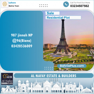 Residential Plot for Sale in Sector E - Jinnah Block -  Bahria Town, Lahore - (BP-149732)