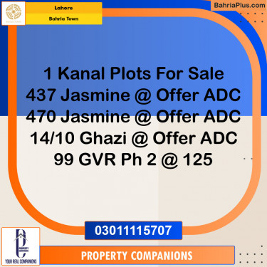 Residential Plot for Sale in Sector C - Jasmine Block -  Bahria Town, Lahore - (BP-149769)