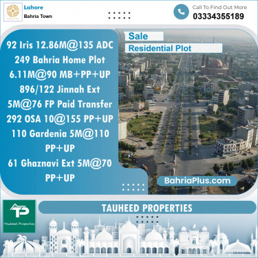 Residential Plot for Sale in Sector C - Iris Block -  Bahria Town, Lahore - (BP-149789)