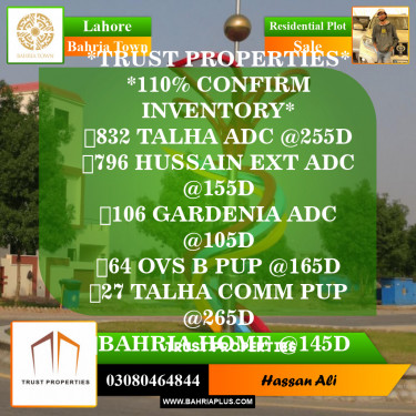 Residential Plot for Sale in Sector F - Talha Block -  Bahria Town, Lahore - (BP-149801)