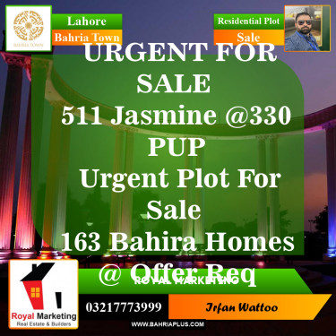 Residential Plot for Sale in Sector C - Jasmine Block -  Bahria Town, Lahore - (BP-149812)