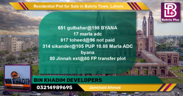 Residential Plot for Sale in Sector C - Gulbahar Block -  Bahria Town, Lahore - (BP-149843)
