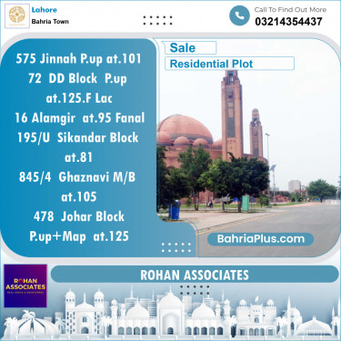 Residential Plot for Sale in Sector E - Jinnah Block -  Bahria Town, Lahore - (BP-149847)
