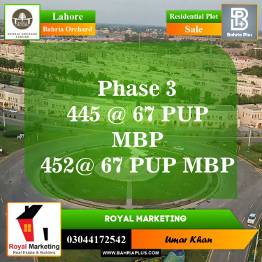 Residential Plot for Sale in Phase 3 -  Bahria Orchard, Lahore - (BP-149877)