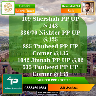 Residential Plot for Sale in Sector F - Shershah Block -  Bahria Town, Lahore - (BP-149963)
