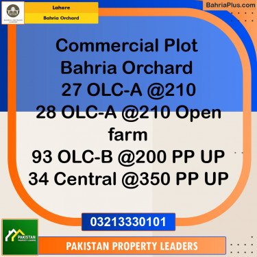 Commercial Plot for Sale in OLC-A Block -  Bahria Orchard, Lahore - (BP-150089)