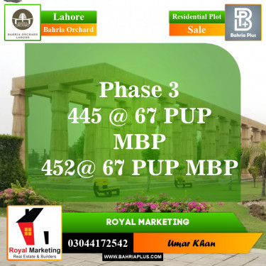 Residential Plot for Sale in Bahria Orchard, Lahore - (BP-150272)