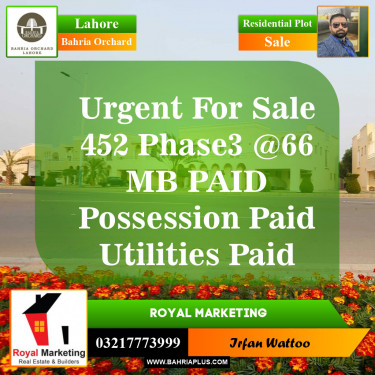 Residential Plot for Sale in Bahria Orchard, Lahore - (BP-150279)