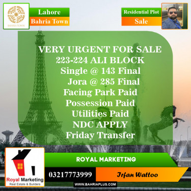 Residential Plot for Sale in Bahria Town, Lahore - (BP-150282)