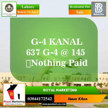 Residential Plot for Sale in Bahria Orchard, Lahore - (BP-150366)