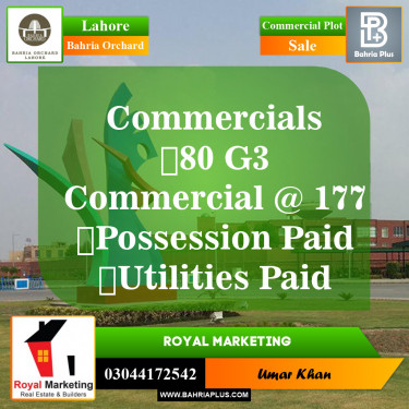 Commercial Plot for Sale in Bahria Orchard, Lahore - (BP-150370)