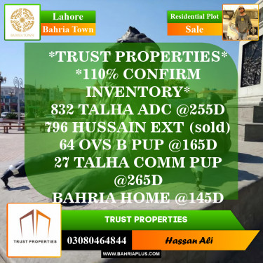 Residential Plot for Sale in Bahria Town, Lahore - (BP-150453)