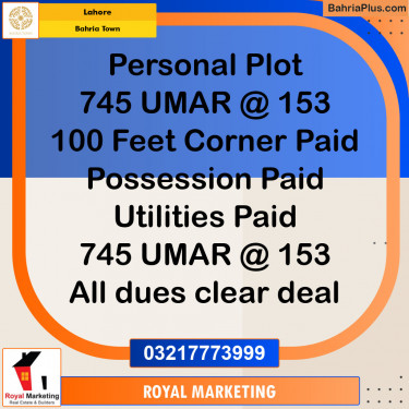 Residential Plot for Sale in Bahria Town, Lahore - (BP-150455)