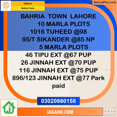 Residential Plot for Sale in Sector F - Tauheed Block -  Bahria Town, Lahore - (BP-150464)