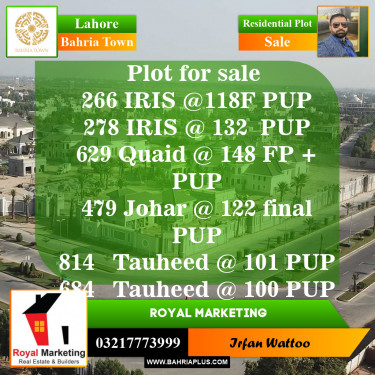 Residential Plot for Sale in Bahria Town, Lahore - (BP-150478)